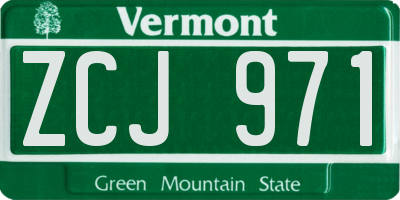 VT license plate ZCJ971