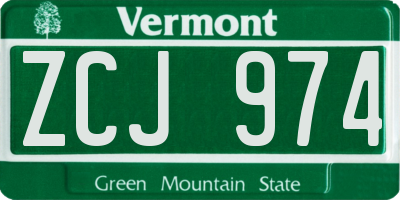 VT license plate ZCJ974