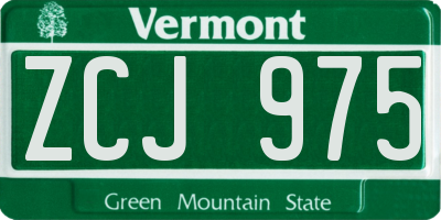 VT license plate ZCJ975
