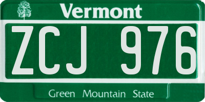 VT license plate ZCJ976