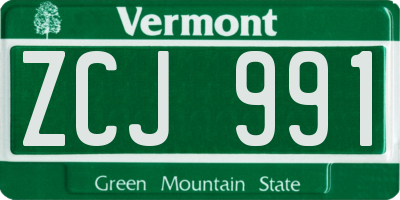 VT license plate ZCJ991