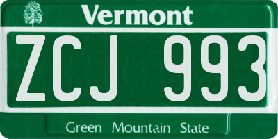 VT license plate ZCJ993