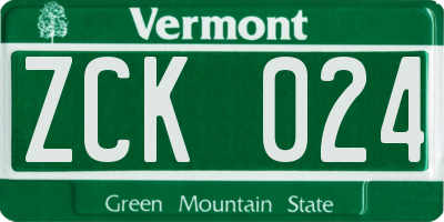 VT license plate ZCK024