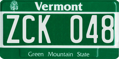 VT license plate ZCK048