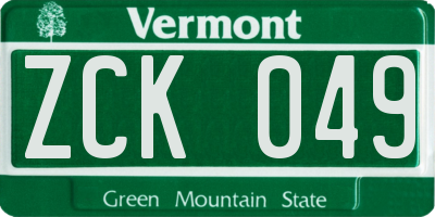 VT license plate ZCK049
