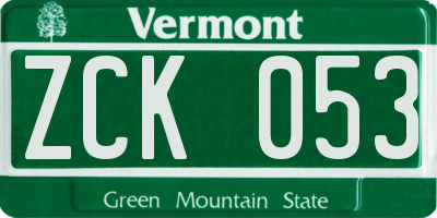 VT license plate ZCK053