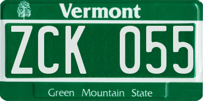 VT license plate ZCK055
