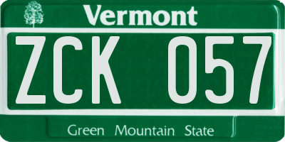 VT license plate ZCK057