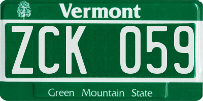 VT license plate ZCK059