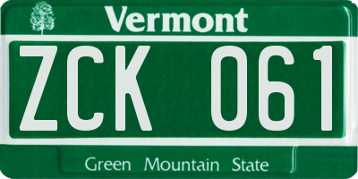 VT license plate ZCK061