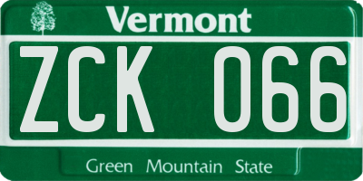 VT license plate ZCK066