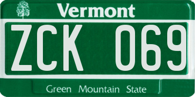VT license plate ZCK069