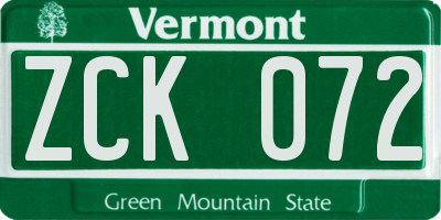 VT license plate ZCK072