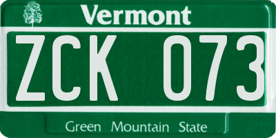 VT license plate ZCK073