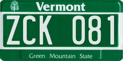 VT license plate ZCK081