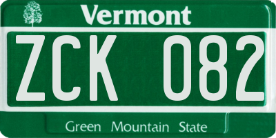 VT license plate ZCK082