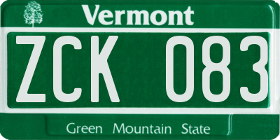 VT license plate ZCK083