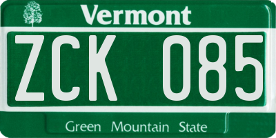 VT license plate ZCK085