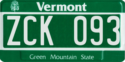 VT license plate ZCK093