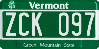 VT license plate ZCK097