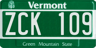 VT license plate ZCK109