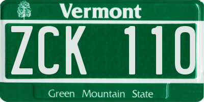 VT license plate ZCK110