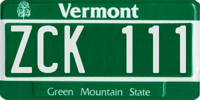 VT license plate ZCK111