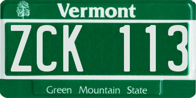 VT license plate ZCK113