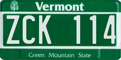 VT license plate ZCK114