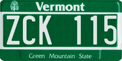 VT license plate ZCK115