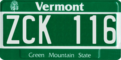VT license plate ZCK116