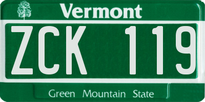 VT license plate ZCK119