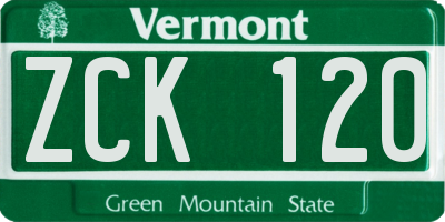 VT license plate ZCK120