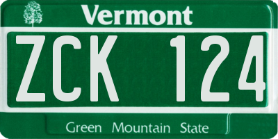 VT license plate ZCK124