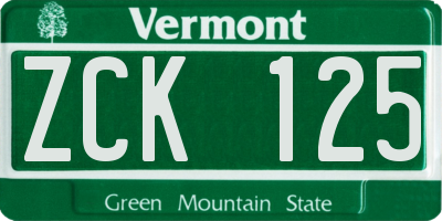 VT license plate ZCK125
