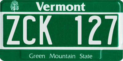 VT license plate ZCK127
