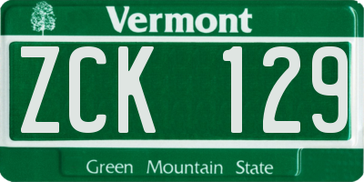 VT license plate ZCK129