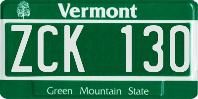 VT license plate ZCK130