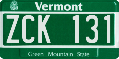 VT license plate ZCK131
