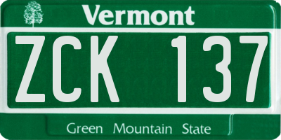 VT license plate ZCK137