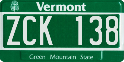 VT license plate ZCK138