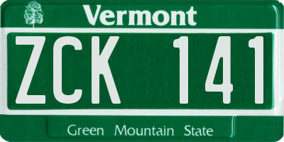 VT license plate ZCK141