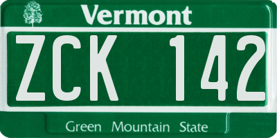 VT license plate ZCK142