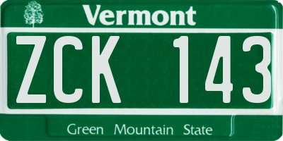 VT license plate ZCK143