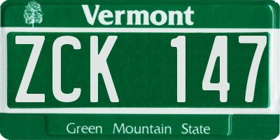 VT license plate ZCK147