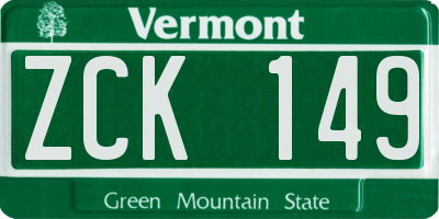 VT license plate ZCK149