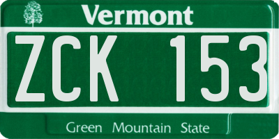 VT license plate ZCK153
