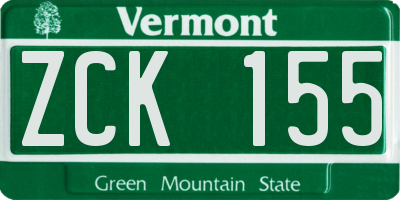 VT license plate ZCK155
