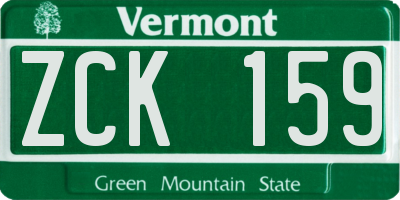 VT license plate ZCK159
