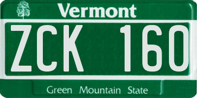 VT license plate ZCK160